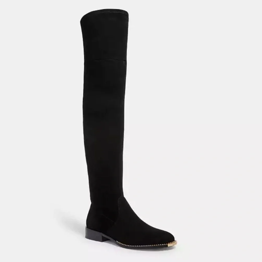 Coach Natalia Black Over the Knee Suede Boots